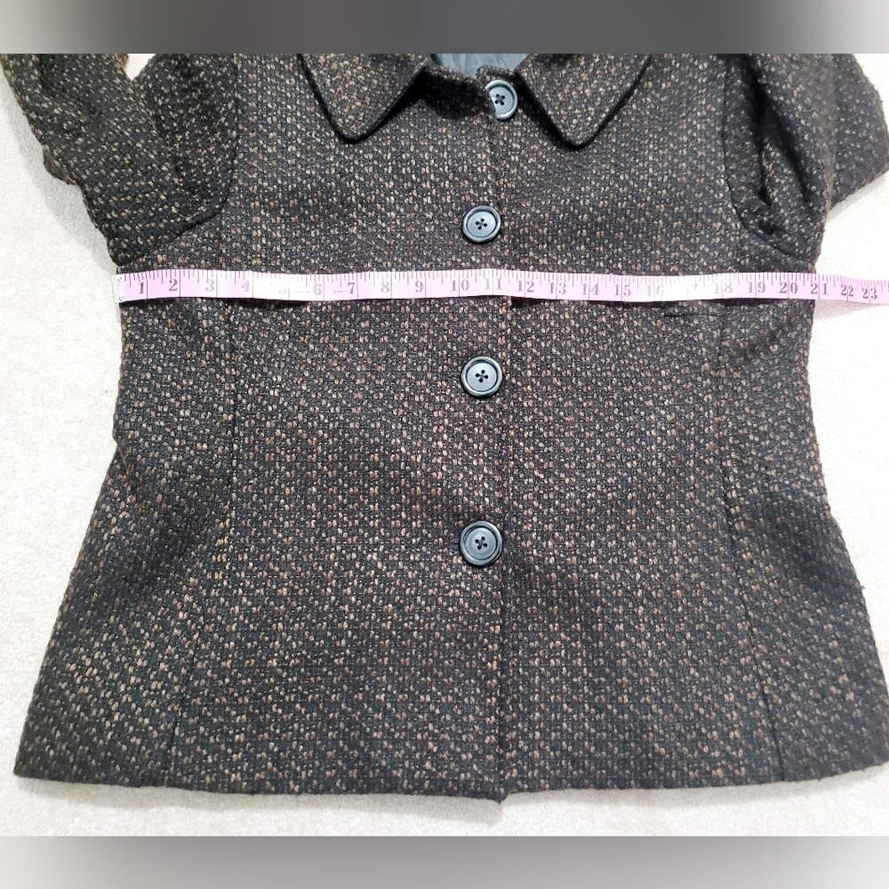Briggs New York Women’s Brown Tweed Jacket Coat Size 14 Lined Button Front - Picture 9 of 14